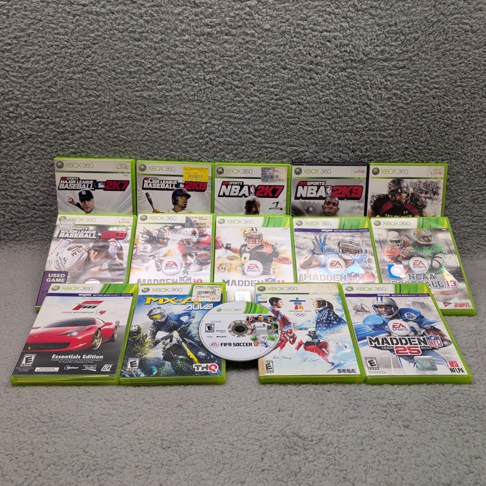 Lot of 15 Microsoft Xbox 360 Sports Driving Games Basketball Football Baseball